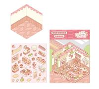 Lapins miniatures Supermarché Scène Journal Autocollants pour scrapbooking Dessin animé Lapins Marché Paysage Autocollants Dessin animé pour adultes