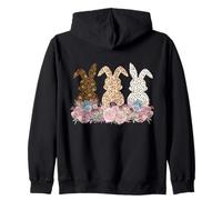 Lapins Nain Lièvre avec Fleurs Lapin Florales Pâques Sweat à Capuche