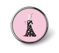 Lapins Robe de soirée Verre à cocktail Mignon Broche à revers Épingles Badge Métal Rond Veste Chapeau Sac Accessoires Bijoux