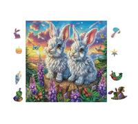 Lapins Sitting Together 100 Pièces Puzzle Collectionneur en Voitureton Haute Qualité Haute Difficulté Décoration Murale Oeuvre d'art Cadeau Noël Premium 28x28cm