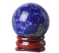 Lapis Lazuli Crystal Ball avec Support - Ornements de sphère cristalline Naturelle pour Le Reiki équilibrant l'énergie de méditation Chakra Aura décoration de Maison de Bureau, 2 "dia