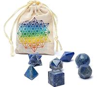 Lapis-lazuli Géométrie Sacrée set de 7 pièces -- ±6,7x9cm