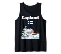 Laponie Hiver Voyage Renne enneigé Drapeau Finlande Souvenir Débardeur