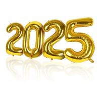 LAPONO Ballon Chiffre 2025 Or, 83cm Geant Nouvel An Decoration Ballons Helium Aluminium Gonflable Numéro 2025 avec Stitch pour New Year Party Festivites Anniversaire Retraite Fête Deco