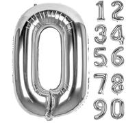 LAPONO Ballons Anniversaire 0 ans Argenté, 83cm Geant Ballon Chiffre Helium Ballon Vole Gonflable Numéro Decoration Aluminium pour Fille Garcon Enfant Décorations de Fêtes D'anniversaires