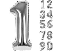 LAPONO Ballons Anniversaire 1 ans Argenté, 83cm Geant Ballon Chiffre Helium Ballon Vole Gonflable Numéro Decoration Aluminium pour Fille Garcon Enfant Décorations de Fêtes D'anniversaires