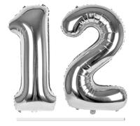 LAPONO Ballons Anniversaire 12 ans Argenté, 83cm Geant Ballon Chiffre Helium Ballon Vole Gonflable Numéro Decoration Aluminium pour Fille Garcon Enfant Décorations de Fêtes D'anniversaires