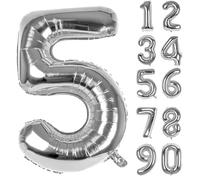 LAPONO Ballons Anniversaire 5 ans Argenté, 83cm Geant Ballon Chiffre Helium Ballon Vole Gonflable Numéro Decoration Aluminium pour Fille Garcon Enfant Décorations de Fêtes D'anniversaires