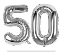 LAPONO Ballons Anniversaire 50 ans Argenté, 83cm Geant Ballon Chiffre Helium Ballon Vole Gonflable Numéro Decoration Aluminium pour Fille Garcon Enfant Décorations de Fêtes D'anniversaires
