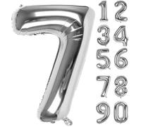 LAPONO Ballons Anniversaire 7 ans Argenté, 83cm Geant Ballon Chiffre Helium Ballon Vole Gonflable Numéro Decoration Aluminium pour Fille Garcon Enfant Décorations de Fêtes D'anniversaires