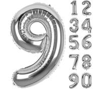 LAPONO Ballons Anniversaire 9 ans Argenté, 83cm Geant Ballon Chiffre Helium Ballon Vole Gonflable Numéro Decoration Aluminium pour Fille Garcon Enfant Décorations de Fêtes D'anniversaires