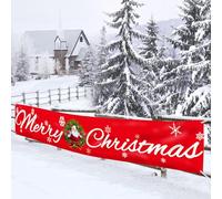 LAPONO Bannière Joyeux Noel Longue Deco,Noël Banderole Décoration Exterieur Bannier Suspendre Lavable Tissu pour Porche Interieur Extérieure Mur Garage Jardin Balcon Table Fête (300X50cm)