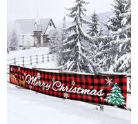 LAPONO Bannière Joyeux Noel Longue Deco,Noël Banderole Décoration Exterieur Bannier Suspendre Lavable Tissu pour Porche Interieur Extérieure Mur Garage Jardin Balcon Table Fête (300X50cm)