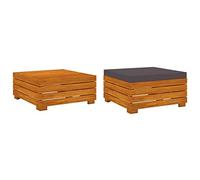 LAPOOH 316084 Table de jardin et repose-pieds avec coussin en bois massif acacia, table de terrasse, table extérieure, table de jardin, tables de terrasse et de jardin