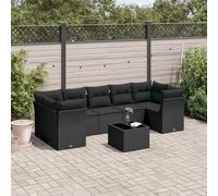 LAPOOH 3217285 Ensemble de canapés de jardin 8 pièces et coussins en rotin synthétique noir