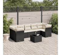 LAPOOH 3217286 Ensemble de canapés de jardin 8 pièces et coussins en rotin synthétique noir