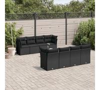 LAPOOH 3217305 Ensemble de canapés de jardin 8 pièces et coussins en rotin synthétique noir