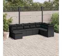 LAPOOH 3218045 Ensemble de canapés de jardin 8 pièces et coussins en rotin synthétique noir