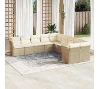 LAPOOH 3218238 Ensemble de canapés de jardin avec coussins Beige 10 pièces rotin synthétique Canapé de jardin extérieur Canapé de jardin Terrasse