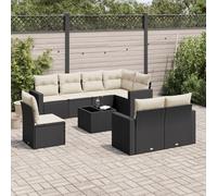 LAPOOH 3219236 Ensemble de canapés de jardin 8 pièces et coussins en rotin synthétique Noir