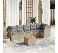 LAPOOH 3223651 Ensemble de canapés de jardin 7 pièces et coussins en rotin synthétique beige