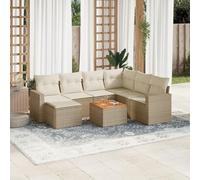 LAPOOH 3224238 Ensemble de canapés de jardin avec coussins Beige 8 pièces rotin PE Ensemble de meubles de jardin d'extérieur