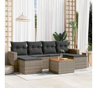 LAPOOH 3224247 Ensemble de canapés de jardin 7 pièces avec coussins rotin PE gris, canapé de jardin, terrasse, meubles de jardin extérieur