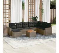 LAPOOH 3224261 Ensemble de meubles de jardin 9 pièces et coussins en rotin synthétique Gris