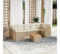 LAPOOH 3225813 Ensemble de canapés de jardin avec coussins Beige 8 pièces rotin PE Ensemble de meubles de jardin d'extérieur
