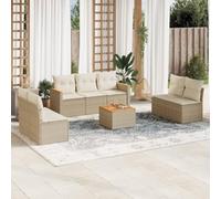 LAPOOH 3225883 Ensemble de canapés de jardin avec coussins Beige 8 pièces rotin PE Ensemble de meubles de jardin d'extérieur