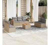 LAPOOH 3225884 Ensemble de canapés de jardin avec coussins Beige mélangé 8 pièces rotin PE Ensemble de meubles de jardin extérieur Ensemble de meubles de jardin extérieur