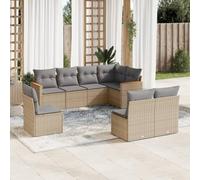 LAPOOH 3226045 Ensemble de canapés de jardin avec coussins Beige mélangé 8 pièces rotin PE Ensemble de meubles de jardin extérieur Ensemble de meubles de jardin extérieur