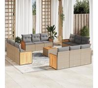 LAPOOH 3227522 Ensemble de canapés de jardin avec coussins 13 pièces en rotin synthétique beige