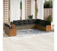 LAPOOH 3227796 Ensemble de canapés de jardin avec coussins en rotin synthétique Gris