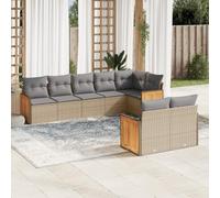 LAPOOH 3227830 Ensemble de canapés de jardin avec coussins Beige 8 pièces rotin PE Ensemble de meubles de jardin d'extérieur