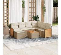 LAPOOH 3227892 Ensemble de canapés de jardin avec coussins Beige 8 pièces rotin PE Ensemble de meubles de jardin d'extérieur