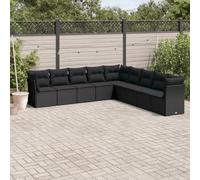 LAPOOH 3249614 Ensemble de canapés de jardin 8 pièces et coussins en rotin synthétique noir