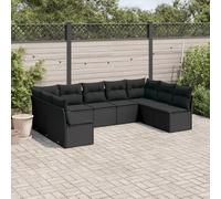 LAPOOH 3249904 Ensemble de canapés de jardin 8 pièces et coussins en rotin synthétique noir
