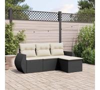 LAPOOH 3253603 Ensemble de canapés de jardin avec coussins en rotin synthétique Noir