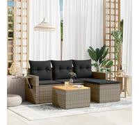 LAPOOH 3256865 Ensemble de canapés de jardin avec coussins 5 pièces en rotin synthétique Gris