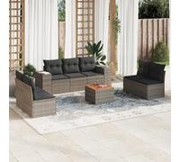 LAPOOH 3257733 Ensemble de canapés de jardin 8 pièces et coussins en rotin synthétique Gris