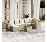 LAPOOH 3257885 Ensemble de canapés de jardin avec coussins Beige 8 pièces rotin PE Ensemble de meubles de jardin d'extérieur