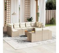 LAPOOH 3257927 Ensemble de canapés de jardin avec coussins Beige 10 pièces Rotin synthétique Ensemble de meubles de jardin extérieur Salon de jardin extérieur