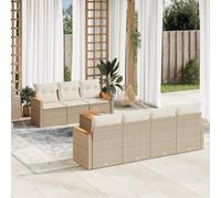 LAPOOH 3258208 Ensemble de canapés de jardin avec coussins beige 8 pièces en rotin PE
