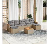 LAPOOH 3258643 Ensemble de canapés de jardin avec coussins Beige 8 pièces rotin PE Ensemble de meubles de jardin d'extérieur