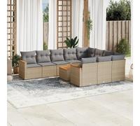 LAPOOH 3258748 Ensemble de canapés de jardin 11 pièces avec coussins en rotin synthétique beige