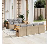 LAPOOH 3259049 Ensemble de canapés de jardin avec coussins Beige 8 pièces rotin PE Ensemble de meubles de jardin d'extérieur