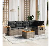LAPOOH 3259197 Ensemble de meubles de jardin 6 pièces et coussins en rotin synthétique Gris