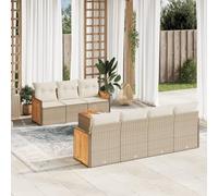 LAPOOH 3259888 Ensemble de canapés de jardin avec coussins beige 8 pièces en rotin PE