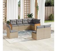 LAPOOH 3260127 Ensemble de canapés de jardin avec coussins Beige 8 pièces rotin PE Ensemble de meubles de jardin d'extérieur